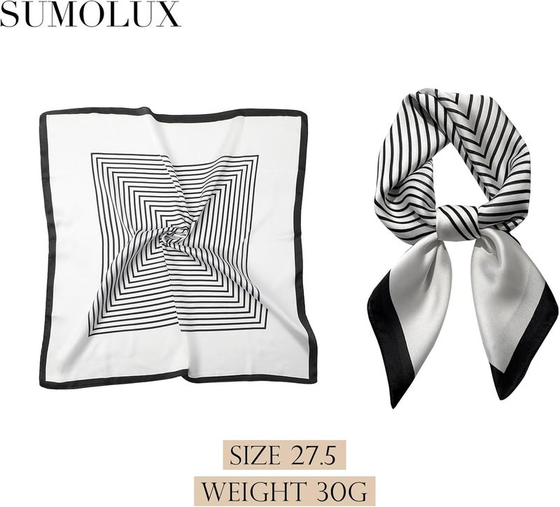 Sumolux Head Hair Scarf for Women Like Satin Silk Scarf Bandana Hair Wrapping Night Large Square Scarves 27.5" - Image 2